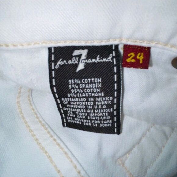 7 for All Mankind Dojo Flare Jeans Women's Size 24 Fits 27x28 White Denim - Picture 12 of 15